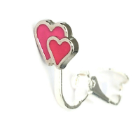 Clipoorbellen dubbel hartje roze, knopje